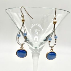 Dangle Earrings with Blue Stone accent